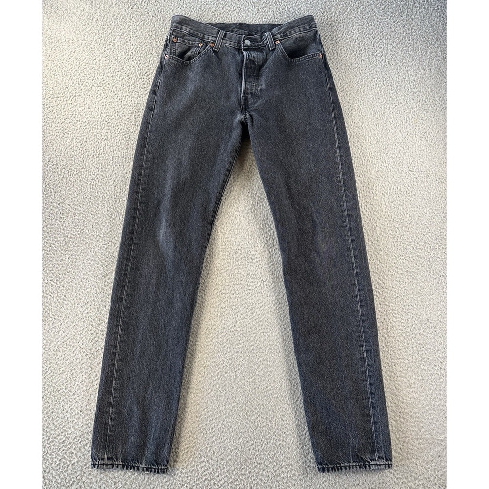 Levis 501 Jeans Mens 31x34 (Fits 30x32) Premium Big E Faded Black Denim Cotton